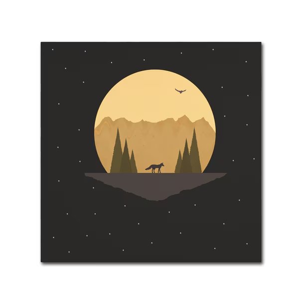 Tammy Kushnir 'Fox Under the Stars' Canvas Art, 14x14, Trademark Fine Art, Mfr#: ALI11282-C1414GG